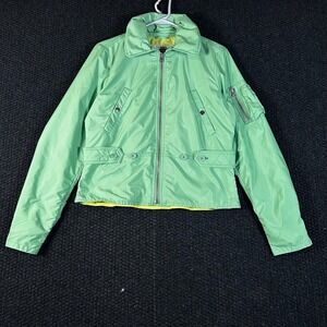 Polo Jeans Co Ralph Lauren Green Bomber Jacket Womens Size Medium Utility Pocket